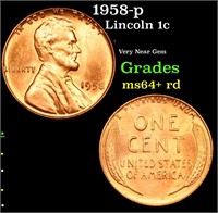 1958-p Lincoln Cent 1c Grades Choice+ Unc RD