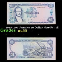 1985-1992 Jamaica 10 Dollar Note P# 71E Grades Cho