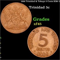 1966 Trinidad & Tobago 5 Cents KM# 2 Grades xf+