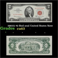 1963A $2 Red seal United States Note Grades Select