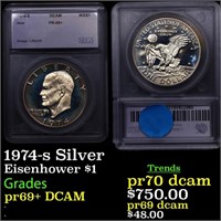 Proof 1974-s Silver Eisenhower Dollar $1 Graded ms