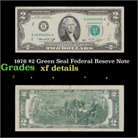1976 $2 Green Seal Federal Reseve Note Grades xf d