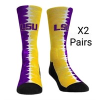 LSU Socks Qty 2 Pairs Retail $40