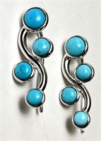 Sterling Turquoise Earrings 4 Grams (Nice Design)