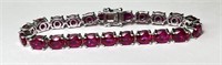 Sterling LC Ruby Tennis Bracelet 6.5"--15 Grams