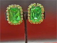 Vintage Olive Green Earrings (clip back)
