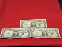 (3) One Dollar Silver Certificates 1957