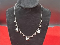 .925 Necklace w/ Black & Pearl Color Circles