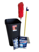 Trash Can and Cleaning Supples