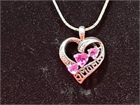 .925 Heart Shaped Pendant on 8 3/4" Chain