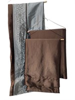 Blue and Brown Drapery Panels
