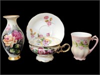 Vintage Floral China and Vase
