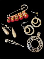Silver and Red Jewelry