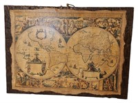 Vintage Map on Wood Decor