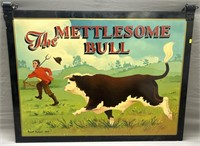 The Mettlesome Bull Painted Metal Sign Signed