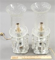 Pair Elegant Glass & Prism Lamps