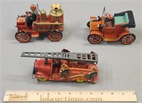Tin Litho Toy Cars & Firetrucks incl Japan