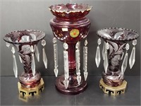 Cranberry Glass Lustres Lot Collection