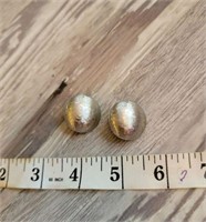 Monet Silver Tone Button Type Clip Earrings