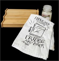 Spice Rack, Candle and Towel