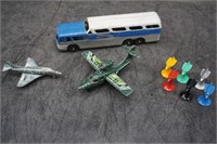 Metal Bus, Planes, & Plane Game Pieces