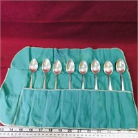 Antique Set Of 8 Sterling Silver Birks Spoons