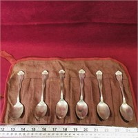 Set Of 6 Antique Sterling Monogrammed Spoons