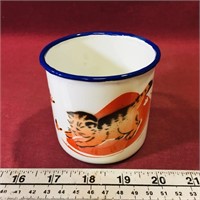Antique Bumper Harvest Enamelled Kitten Cup