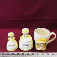 Vintage Ceramic Bell, Sugar Dish & Mug