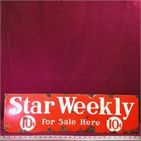 Star Weekly Porcelain Sign (8" x 27 1/2")