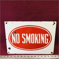 Vintage Porcelain "No Smoking" Sign