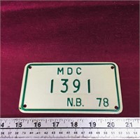 1978 New Brunswick MDC License Plate (Small)