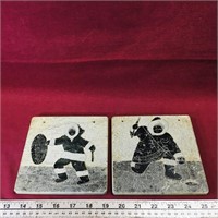 Pair Of Stonecarved Decorative Wall Tiles