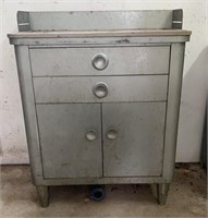 Vintage Metal Cabinet And Contents