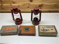 Vintage Lanterns & Cigar Boxes