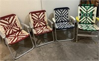 4 Woven Folding Lawn Chairs