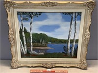FOLKSY NEW BRUNSWICK PAINTING IN FRAME - 25X22