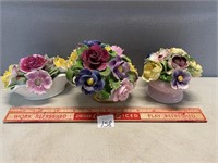 NICE LOT OF BONE CHINA FLORAL FIGURINES