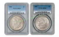 1886-87 MS 64 PCGS Morgan Silver Dollars