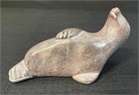 LOVELY HAND CARVED INUIT SOAPSTONE SEAL PUP