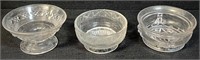 THREE ANTIQUE NS GLASS BERRY BOWLS INCL CROWN