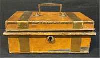 GREAT 19TH CENT STEEL CASH BOX W ORIGINAL PAINT