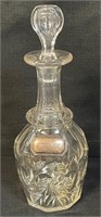 DESIRABLE 1800'S CRYSTAL DECANTER W STERLING LABEL