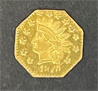 1876 OCTAGONAL INDIAN HEAD HALD DOLLAR GOLD COIN