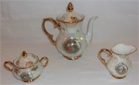 Vintage lusterware teapot set.