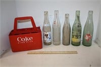 Vintage Plastic Coke 6 Pk Carrier w/5 Bottles
