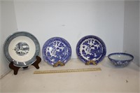 Blue & White Bowls & a Small Plate