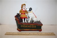 Cast Iron Speaking Dog Coin Bank w/Moving Parts