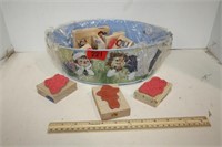 Raggedy Ann & Andy Bucket w/Ink Stamps
