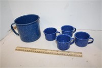 Large Granite Mug & 4 Small Mugs